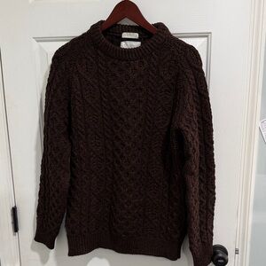 Peregrine Classic Dark Brown Cable Knit Crewneck Sweater
